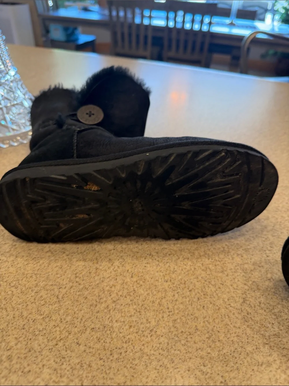 UGG Black Shearling-Lined Short Winter Boots